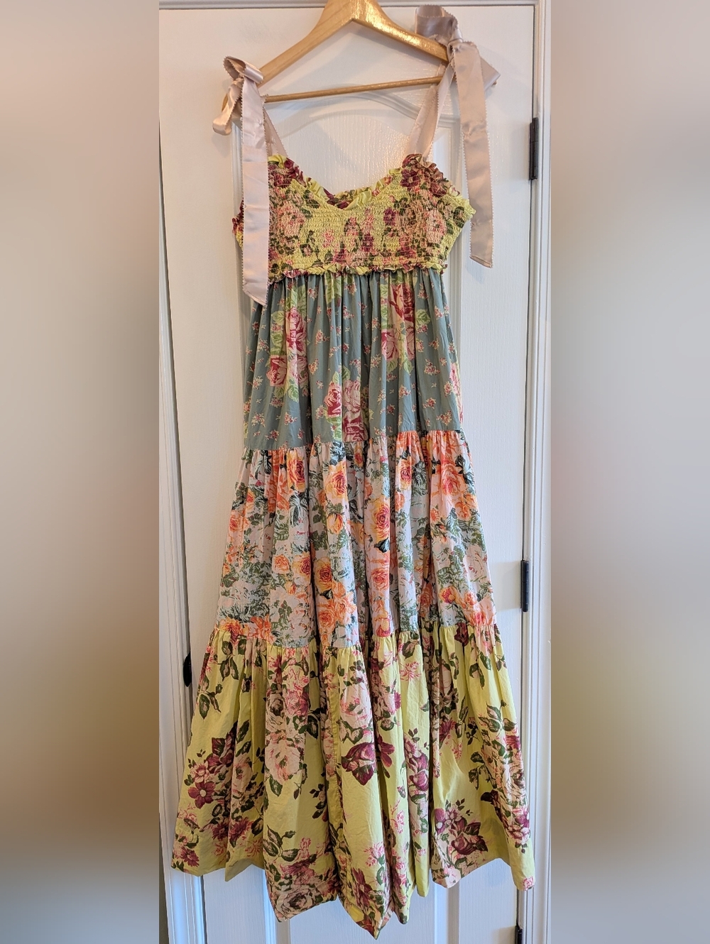 Free People Bluebell Maxi Dress Size L Cottagecore Whimsical Garden Floral Fairy - Picture 3 of 16